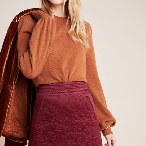 Maeve Dresses & Skirts - Maeve X Anthropologie  Beatrice Burgundy Floral Quilted Mini Skirt, Sz. 10